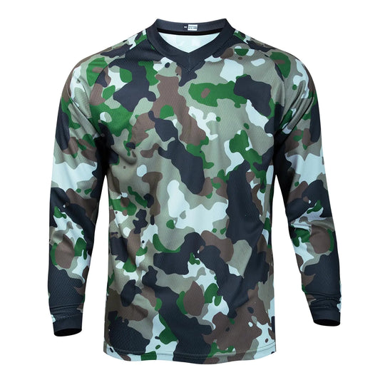 Weimostar Kids Cycling Jersey Long Sleeve Child Boy Girl Motocross T Shirt Mountain Bike Bicycle Clothing Green Camo Size YM