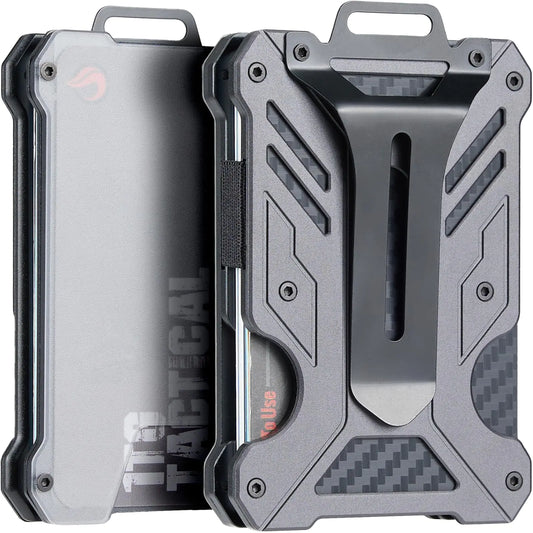 1TG Tactical Minimalist Slim Wallet with Moeny Clip Front Pocket RFID Blocking Wallet Cash Holder Versatile Credit Card Orgainzer ID Card Badge Holder for Men