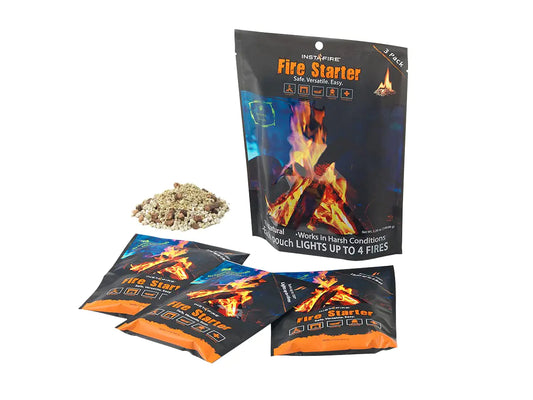 (3 Packs) Insta-Fire Fire Starter Perfect for Camping Emergencies Hiking Fishing Boating Fire Pits Grilling Survival Preppers Food Storage Boiling Water (as Seen on Shark Tank!)
