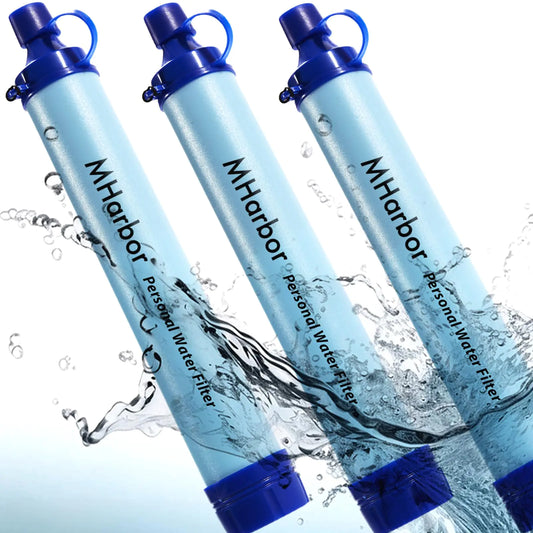 3 Pack MHarbor Personal Water Filter Straw Portable Outdoor Emergency Survival Gear for Hiking Camping Travel Hunting & Fishing