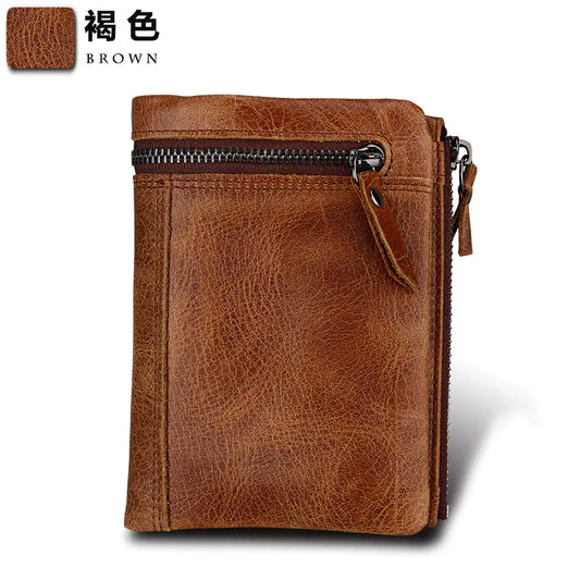 Genuine Leather Men's Wallet - Short Wallet Design