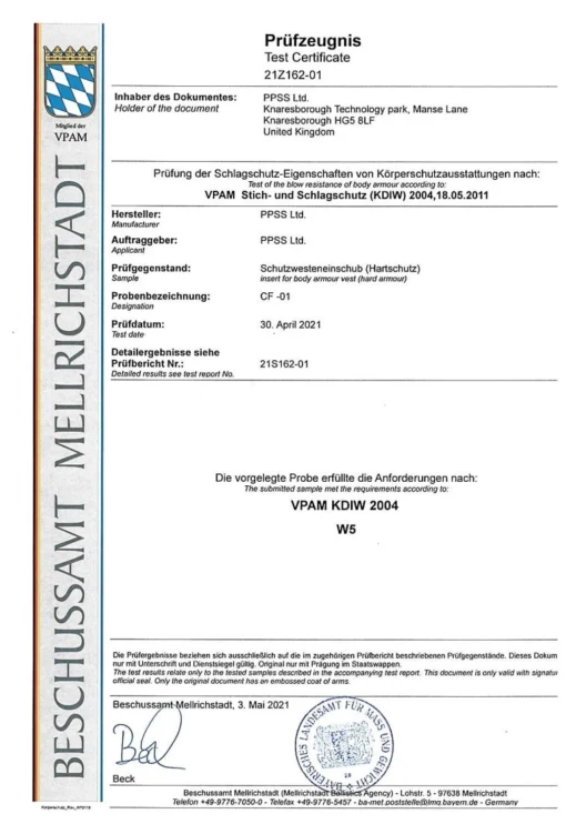 PPSS Group Overt Stab Resistant Body Armour With Reflective Tape -Tactical Equipment Shop 2021 VPAM W5 Certificate