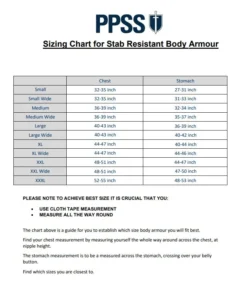 PPSS Group Overt Stab Resistant Body Armour With Reflective Tape -Tactical Equipment Shop PPSS Sizing Chart Stab Resistant Body Armour 002 a54f65d6 8d52 442d b944 8bee272796e9