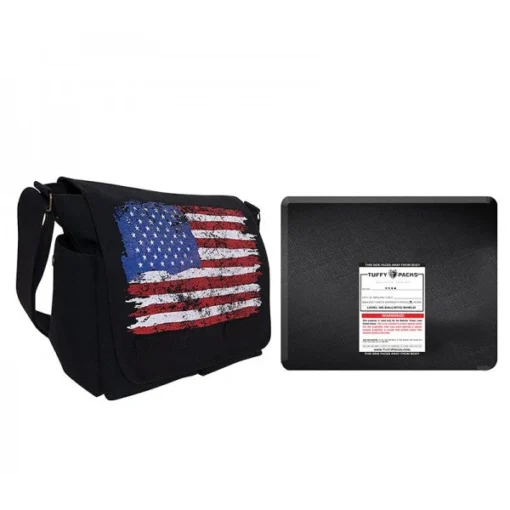 US Flag Canvas Messenger Bag + Level IIIA Bulletproof Armor Plate Package -Tactical Equipment Shop TP Distressed U.S. Flag Messenger 600x600 1